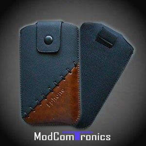 Kunstleder Etui schwarz-braun für Iphone 4/4S
