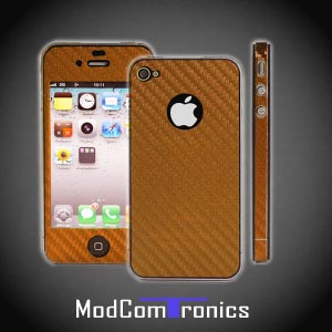 \"iPhone 4/4S Skin Set \"\"carbon design\"\" (gold)\"