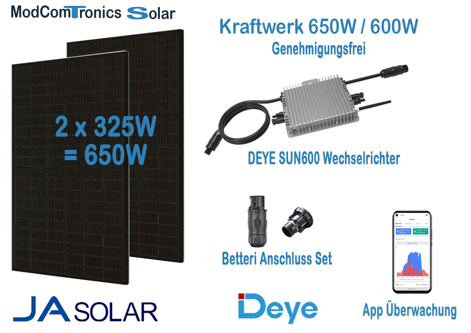 Photovoltaik Balkonkraftwerk Set 650W/600W