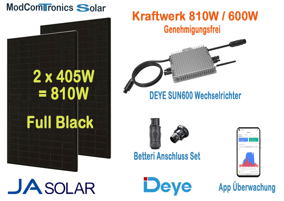 Photovoltaik Balkonkraftwerk Set 810W/600W Full Black